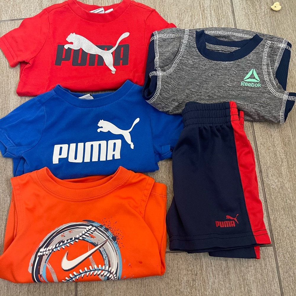 Baby boy 12 months athletic clothing bundle with Nike, Puma and Reebok